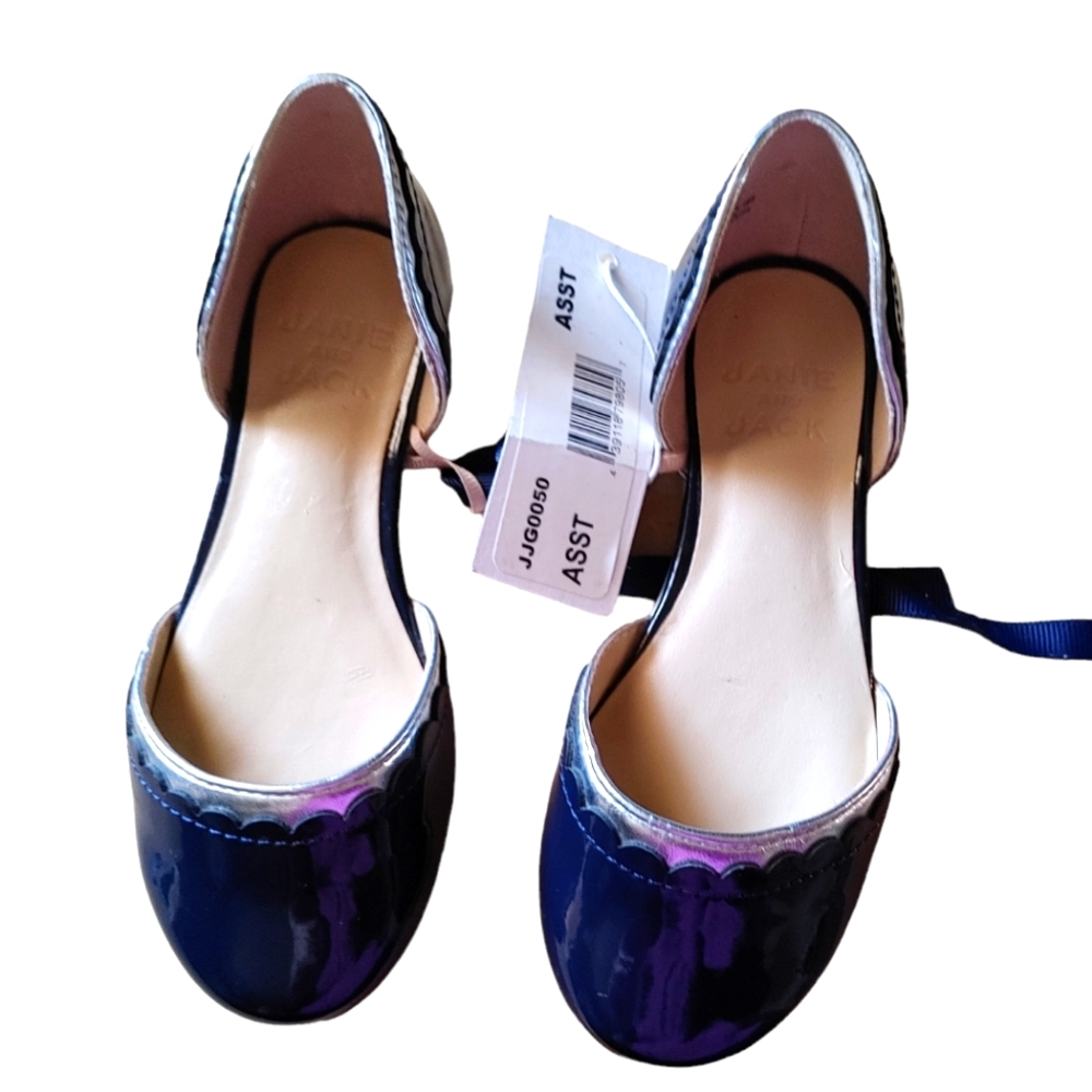 NWT Janie and Jack Girls Navy Scalloped Flat